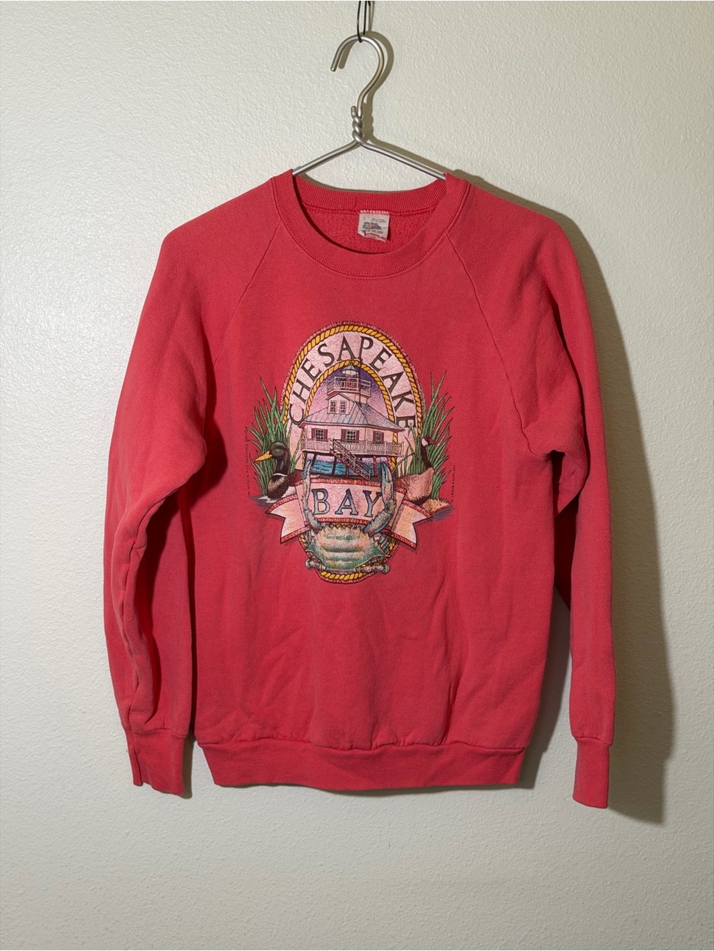 Vtg Fruit Of The Loom Men’s Sz L Chesapeake Bay Red Crab Sweatshirt Made In USA